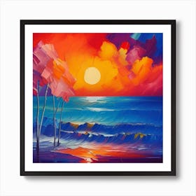 Sunset At The Beach Art Print