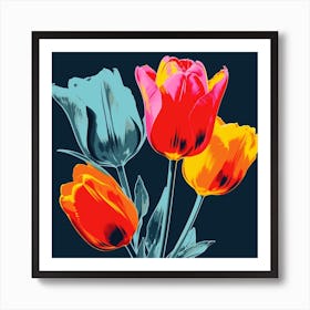 Andy Warhol Style Pop Art Flowers Tulip 3 Square Art Print