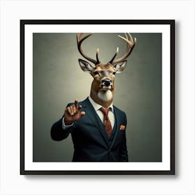 Businessman Dressed As A Deer Art Print