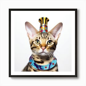 Bengal Cat With Party Hat Art Print