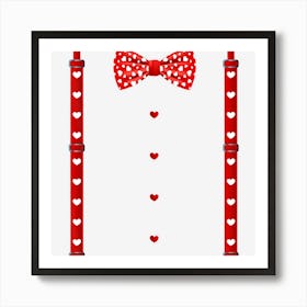 Red Hearts Bow Tie Suspenders Valentines Day Costume Art Print