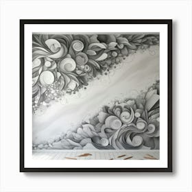 Abstract Black And White Drawing Art Print