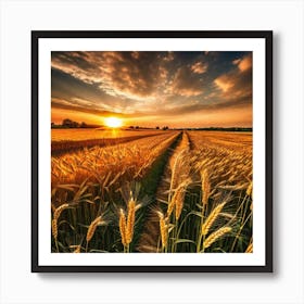 Sunset In A Wheat Field 11 Art Print