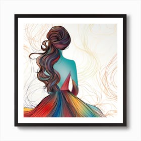 Woman In A Colorful Dress Art Print