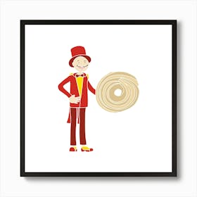 Shortbread Ringmaster Man, Fun Circus Animal, Cake, Biscuit, Sweet Treat Print, Square Art Print