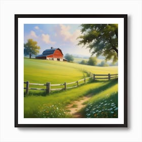 Red Barn In The Countryside 2 Art Print