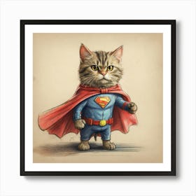 Superman Cat 7 Art Print