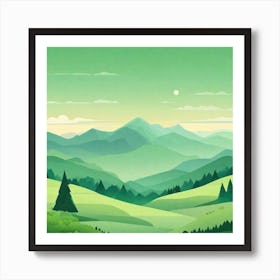 Misty mountains background in green tone 144 Art Print