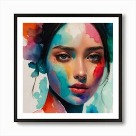 Watercolor Portrait Of A Woman 20 Art Print