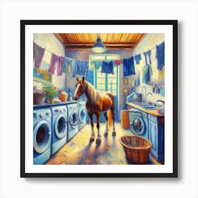 Horse In Laundry Room 1 Art Print