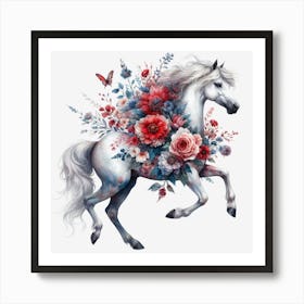 Horse With Flowers 9 Art Print