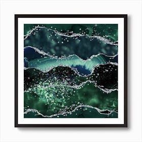 Emerald Glitter Agate Texture 05 Art Print