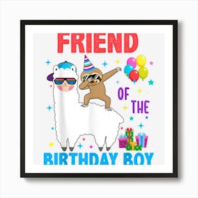 Friend Of The Birthday Boy Sloth Riding Llama Theme Family Art Print