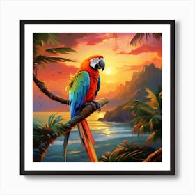 Parrot At Sunset 3 Art Print