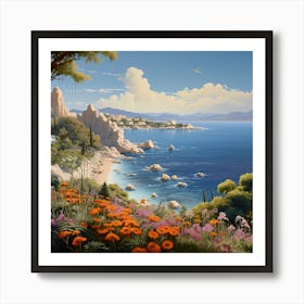 Aqua Reverie: Brushstrokes of the Amalfi Coast Art Print