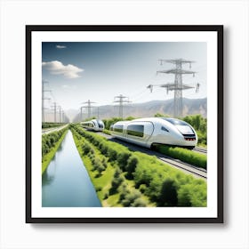 Futuristic Train In The Countryside Art Print