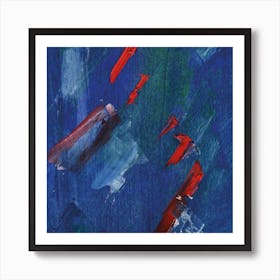 Red And Blue Square Abstract Paint Art Print