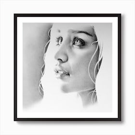 Emilia ClarkeDaenerys Targaryen Game of Thrones Pencil Drawing Black and White Portrait Close Up Art Print