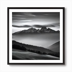 Black And White Mountain Landscape 1 Art Print