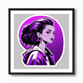 Girl With Purple Hair Art Print