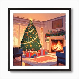 Christmas Tree In The Living Room 39 Art Print