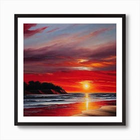 Sunset On The Beach 481 Art Print