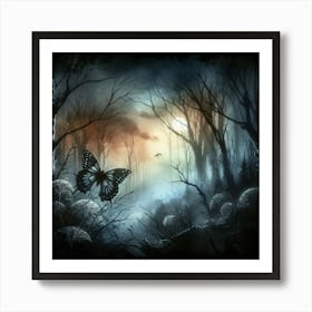 Butterfly in Dark Haunted Woods III Art Print