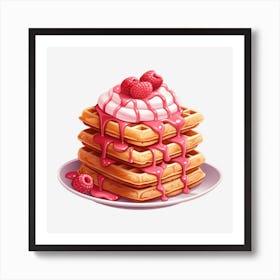 Waffles With Raspberry Icing 2 Art Print