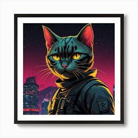 Default A Badass Ninja Cat Named Bitmeow Movie Poster Backgrou 1 Art Print