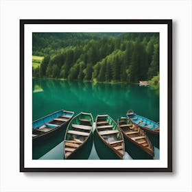 Boats In The Lake Art Print