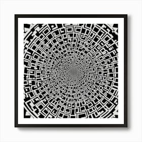 Abstract Black And White Maze Art Print