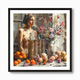 Woman With Oranges Art Print