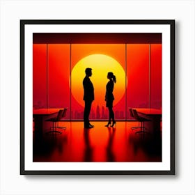 Sunset In The Office Art Print