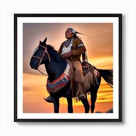 Native American Man On Horseback 2 Art Print