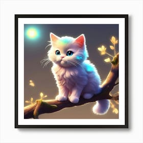 Cute Kitten On A Branch 7 Art Print