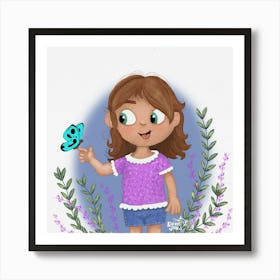 Girl With Butterfly Art Print