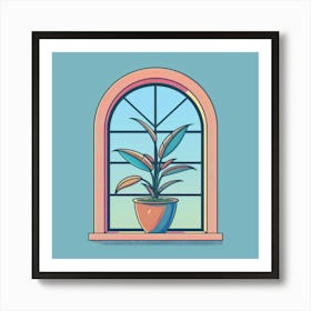 Window With Potted Plant Art Print