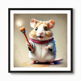 Hamster Holding A Wand Póster