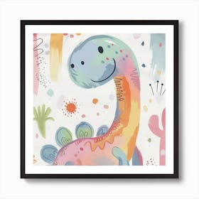 Cute Muted Pastel Dryosaurus Dinosaur 2 Art Print