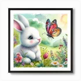 Bunny And Butterfly Art Print