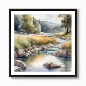 Watercolor Landscape Painting 1 Art Print