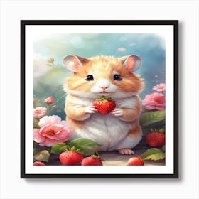 Hamster With Strawberries Poster