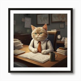 Cute Office Cat Pet Lover Art Print