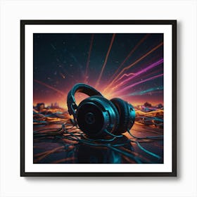 Headphones In The City Art Print