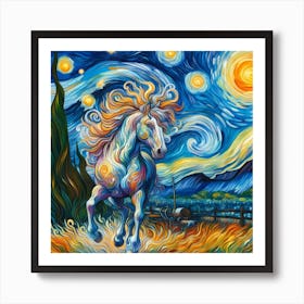 Horse art van Gogh Art Print