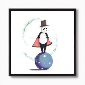 Circus Panda Illustration Square Art Print