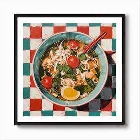 Noodle Soup Pastel Checkerboard 1 Art Print