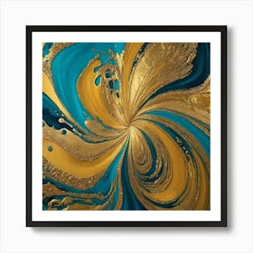 Gold And Blue Swirl Art Print