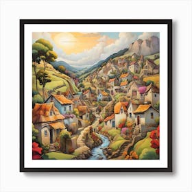 Village In The Valley Art Print