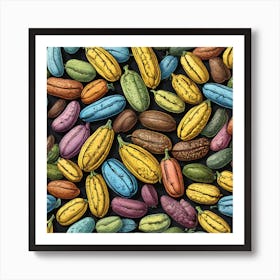 Seamless Pattern Of Roasted Coffee Beans Art Print